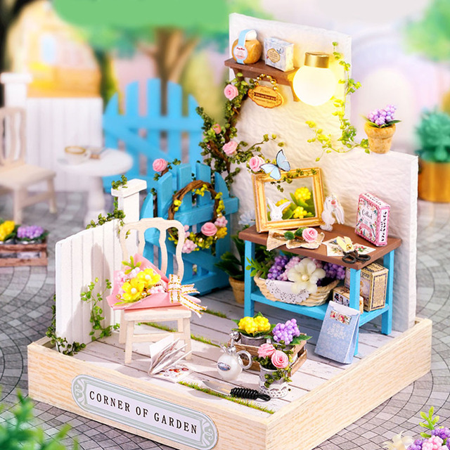 Drewniane miniaturowe domki dla lalek - zestaw mebli i teatr zabawka na urodziny dzieci - Wianko - 8