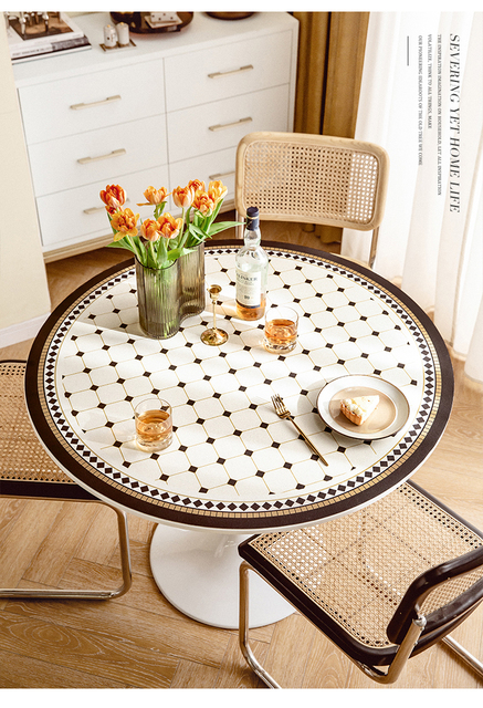 Okrągły obrus skóra PVC - mata stół Tapete koc piknikowy wodoodporna olejoodporna dekoracja domu - Wianko - 2