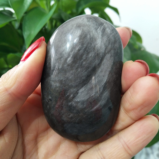 Obsydianowa dłoń - Kamień naturalny srebrna, piękny klejnot czarodziej czakra, duchowa energia medytacji, uzdrawianie Reiki - Wianko - 8