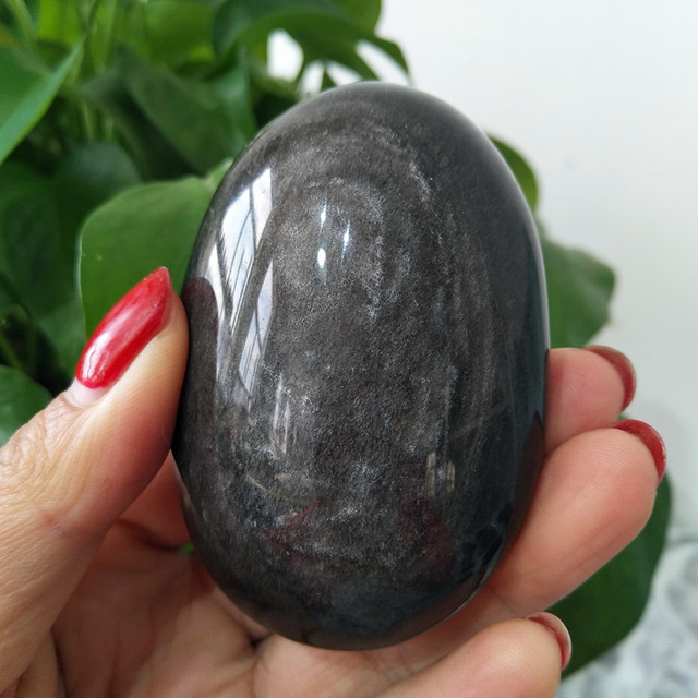 Obsydianowa dłoń - Kamień naturalny srebrna, piękny klejnot czarodziej czakra, duchowa energia medytacji, uzdrawianie Reiki - Wianko - 18