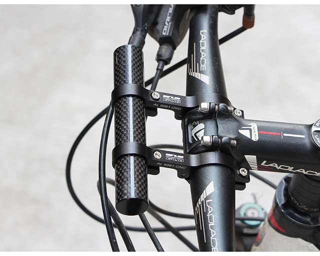 Przedłużany uchwyt kierownicy rowerowej GUB 13CM do telefonu i montażu reflektorów, aluminiowy z włókna węglowego - Wianko - 5