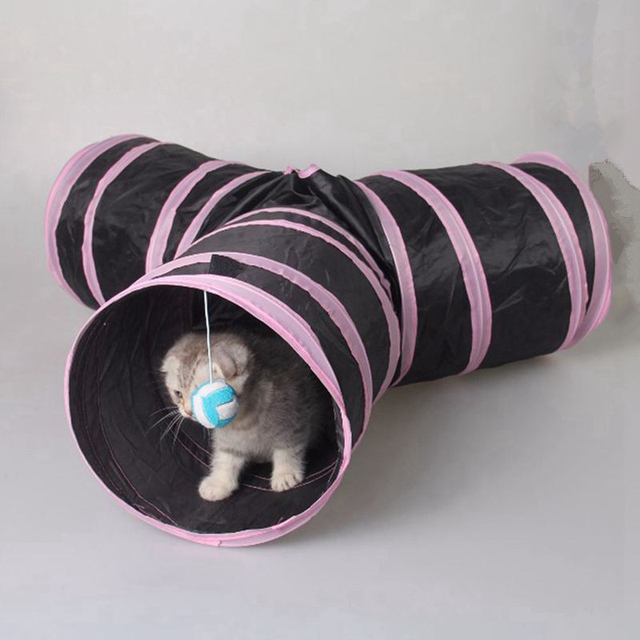 Zabawka dla kotów: Składana kocia tunel 3-w-1 dla zabawy z królikami, kociętami i małymi zwierzętami - Wianko - 5