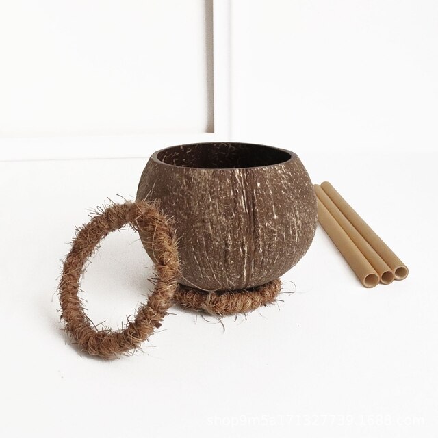 Miska kokosowa z drewnianym pierścieniem - naturalna i ekologiczna, zestaw z łyżką do smoothie; kuchnia kokosowa - Wianko - 7