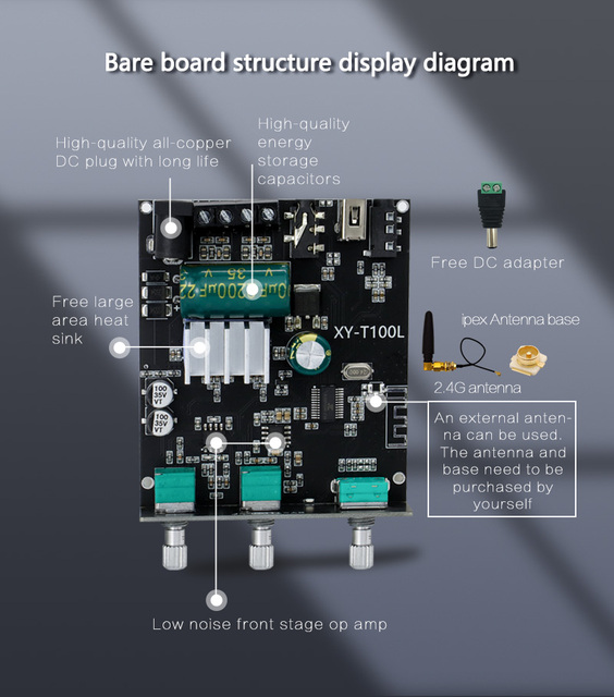 Wzmacniacz cyfrowy C50H C100L AP100L T50H T100L XY-C50L Bluetooth z wysoką mocą na pokładzie AUX i USB - Wianko - 6