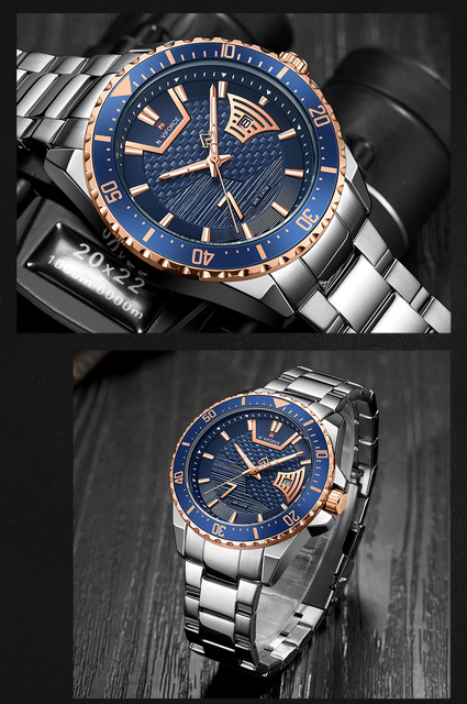 Męski zegarek NAVIFORCE luksusowej marki, wodoodporny, wykonany ze stali nierdzewnej, idealny do sportu i biznesu, z precyzyjnym mechanizmem kwarcowym - model 9191 - Wianko - 11