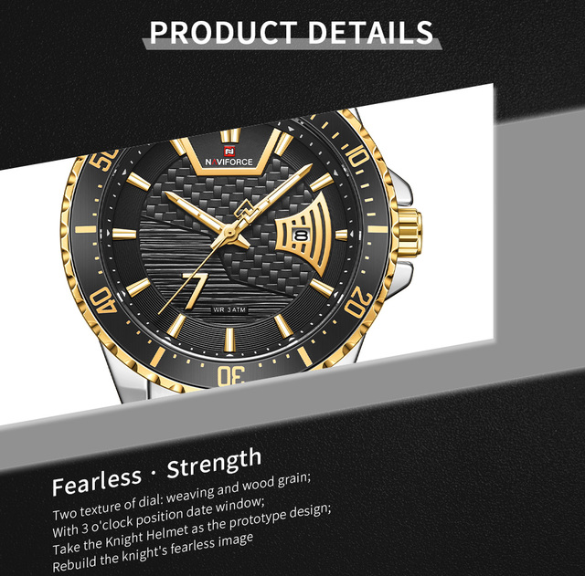 Męski zegarek NAVIFORCE luksusowej marki, wodoodporny, wykonany ze stali nierdzewnej, idealny do sportu i biznesu, z precyzyjnym mechanizmem kwarcowym - model 9191 - Wianko - 4