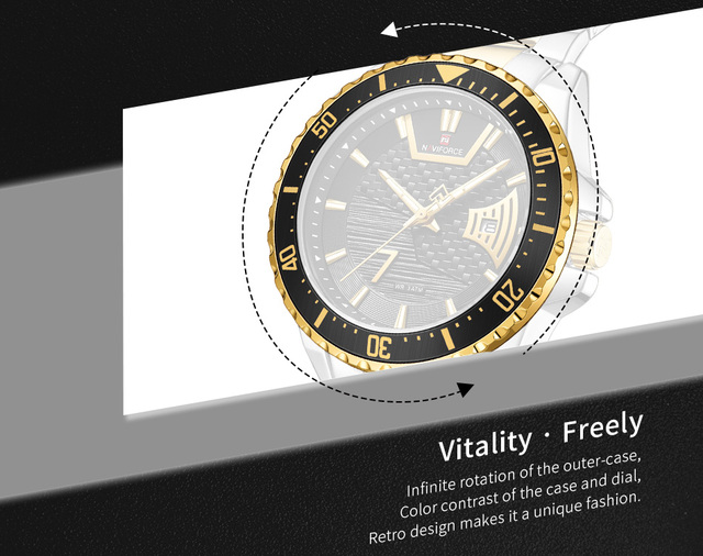 Męski zegarek NAVIFORCE luksusowej marki, wodoodporny, wykonany ze stali nierdzewnej, idealny do sportu i biznesu, z precyzyjnym mechanizmem kwarcowym - model 9191 - Wianko - 5
