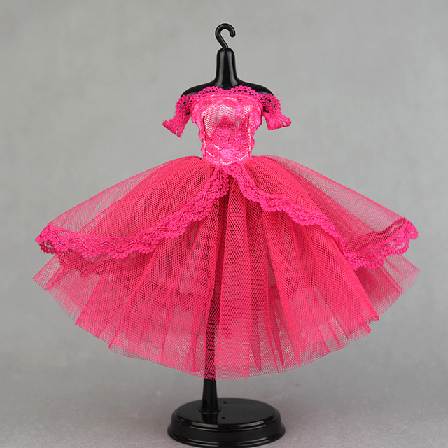 Różowa koronkowa sukienka dla lalek Barbie 1/6 BJD - wieczorowa odzież na przyjęcia - Wianko - 5