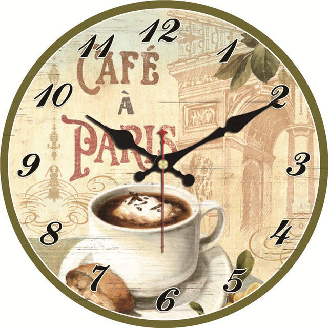 Dekoracyjny zegar ścieny Vintage Cafe Paris 12 cali - Wianko - 2