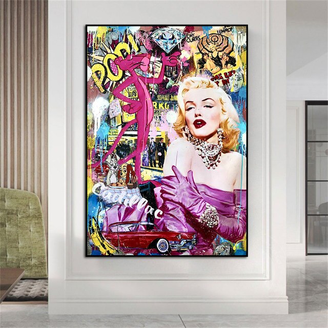 Różowa Pantera - Piękna Kobieta - Pop Art - Plakat na Ścianę z Diamentem - Obraz na Płótnie do Salonu Home Decor - Wianko - 2