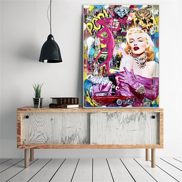 Różowa Pantera - Piękna Kobieta - Pop Art - Plakat na Ścianę z Diamentem - Obraz na Płótnie do Salonu Home Decor - Wianko - 4