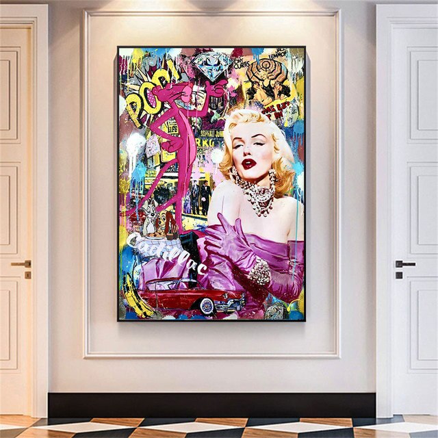 Różowa Pantera - Piękna Kobieta - Pop Art - Plakat na Ścianę z Diamentem - Obraz na Płótnie do Salonu Home Decor - Wianko - 3