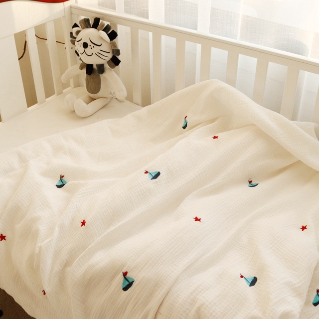 Koc dla niemowląt bawełniany 120x150 cm, czterowarstwowy muślinowy koc noworodka - Wianko - 6