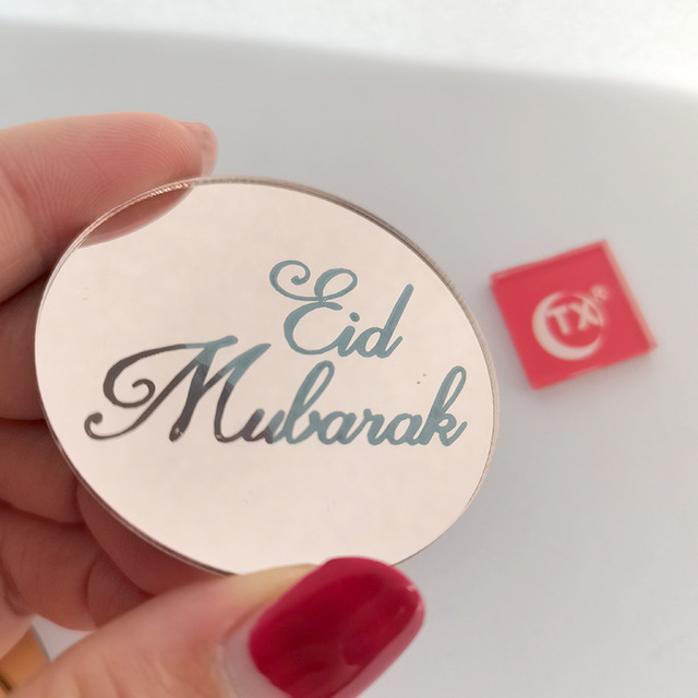 Lustro akrylowe Eid Mubarak Cake Topper - 10 sztuk - złote - do dekorowania tortów na Ramadan Mubarak, Navidad (boże narodzenie) i przyjęcia babeczek - Wianko - 19