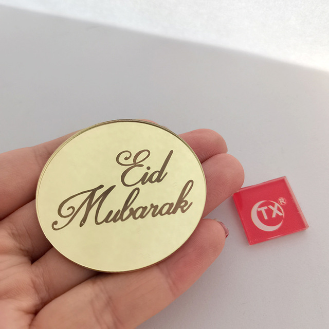 Lustro akrylowe Eid Mubarak Cake Topper - 10 sztuk - złote - do dekorowania tortów na Ramadan Mubarak, Navidad (boże narodzenie) i przyjęcia babeczek - Wianko - 23