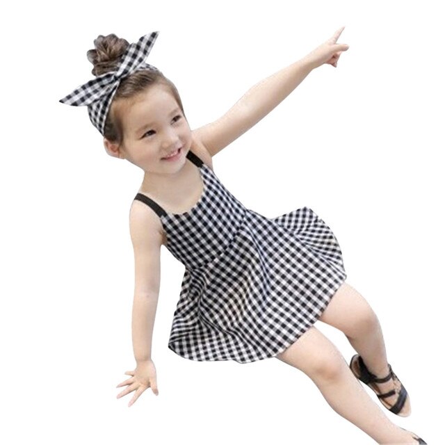 Sukienka dla małych dziewczynek 1-5 lat w kratkę z pasem, letnia, bez rękawów, stroje dla dzieci Vestido Festa Infantil - Wianko - 7