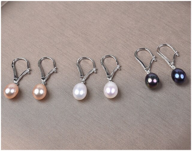 925 Sterling Silver - naturalne słodkowodne perły - kolczyki wiszące - dla kobiet - fine jewelry - 3 kolory - Wianko - 18