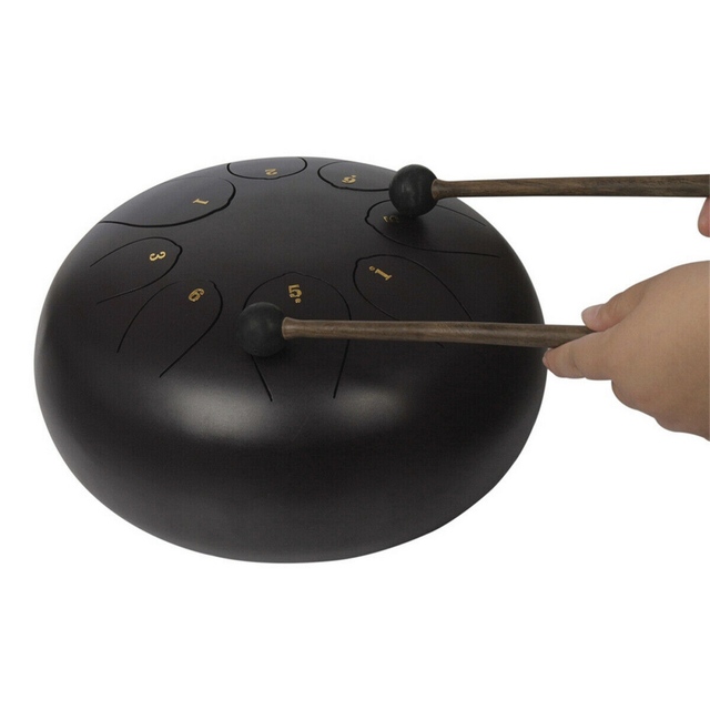 Mini ręcznie wykonany bęben 6 cali, 8-dźwiękowy, stalowy, na podudziu - instrument muzyczny do relaksu i jogi - Wianko - 9
