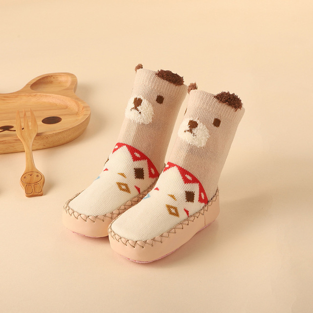 Skarpety zimowe dla dzieci z antypoślizgowymi gumowymi podeszwami, miękkie podłogowe buty dla noworodków, dziewczynki i chłopców 0-24M - Wianko - 4
