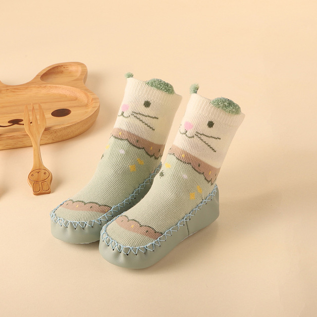 Skarpety zimowe dla dzieci z antypoślizgowymi gumowymi podeszwami, miękkie podłogowe buty dla noworodków, dziewczynki i chłopców 0-24M - Wianko - 3