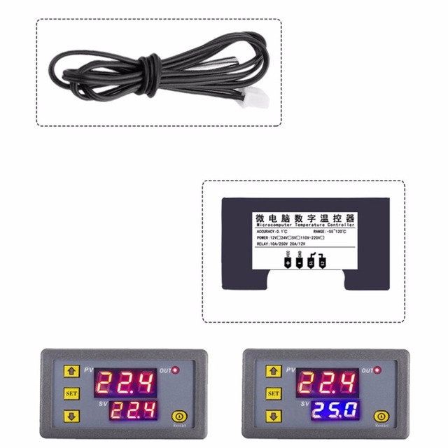 Mini cyfrowy regulator temperatury W3230 - 12V/220V - termostat do grzania/chłodzenia - z czujnikiem - Wianko - 2