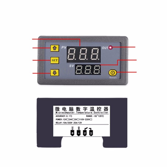 Mini cyfrowy regulator temperatury W3230 - 12V/220V - termostat do grzania/chłodzenia - z czujnikiem - Wianko - 3