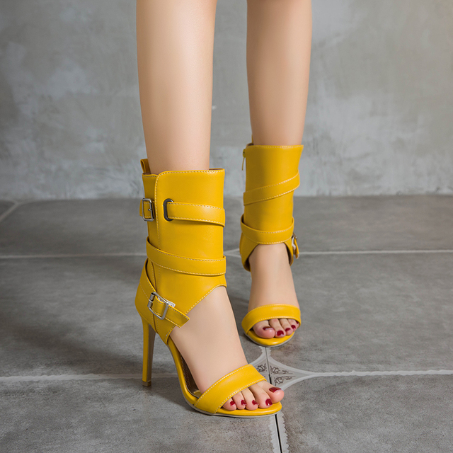 Damskie sandały na wysokim obcasie PU Leather Stiletto 2021 t-strap Design Fashion Solid Pumps, rozmiar 3-19 - Wianko - 12