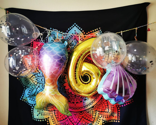 Zestaw 32-calowych balonów foliowych w kształcie cyfry, imprezowe dekoracje ślubne i urodzinowe - syrenki, ogon syreny, muszle - Wianko - 4