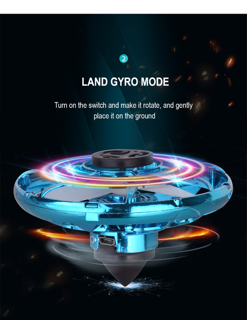 2020 Mini UFO Whirly Fly - Wirujący wierzchołek z dwoma trybami: Cyklotron Powietrza i Rotacja Lądu dla Dzieci - Wianko - 4