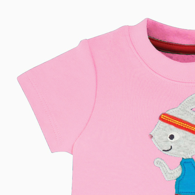 Dziewczęca koszulka Little Maven Bunny z aplikacją, różowa, bawełniana, nowa kolekcja lato 2021, rozmiar 2-7 lat - Wianko - 13