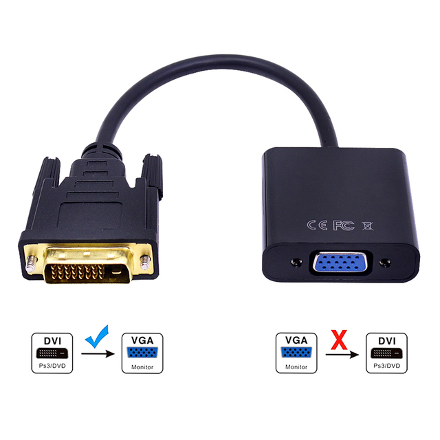 CHIPAL Adapter kabel DVI-D do VGA 25Pin męski na 15Pin żeński - 10 sztuk - Wianko - 5