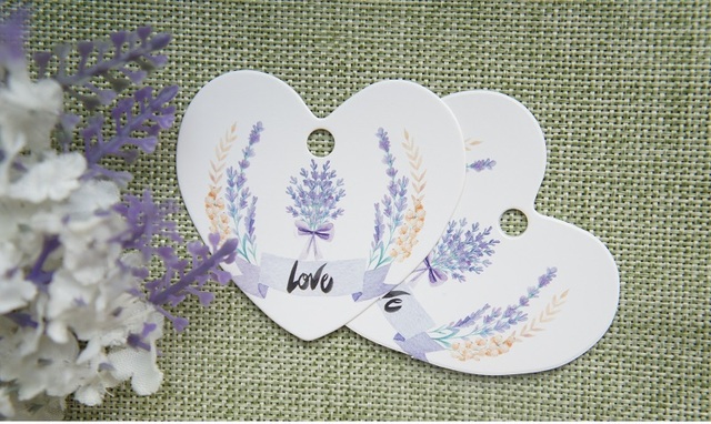 50 sztuk fioletowych etykiet papierowych w kształcie serca do dekoracji ślubnych, prezentów na urodziny i Boże Narodzenie, scrapbooking DIY - Wianko - 1