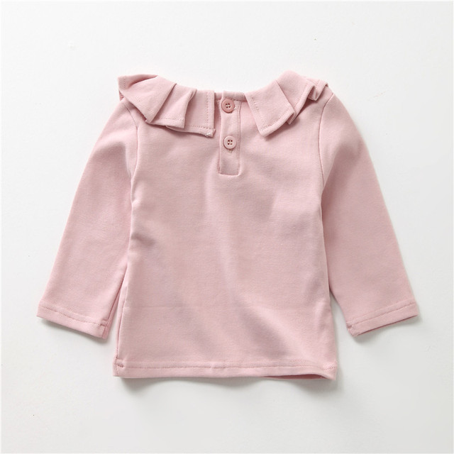 Bluzka z długim rękawem dla małych dziewcząt z plisowanym kołnierzem, idealna na jesień, dla dzieci od 0 do 24 miesiąca, boże narodzenie - Wianko - 2