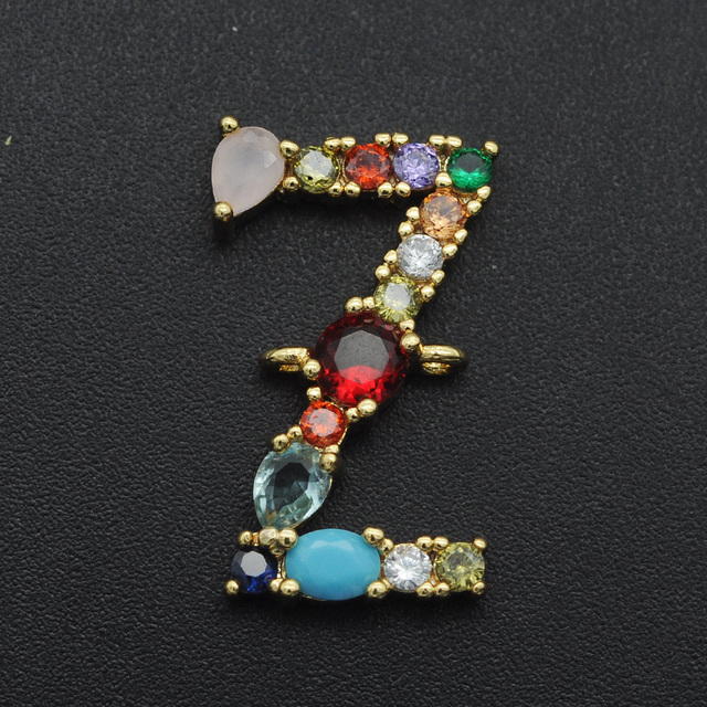 Vni i Mia 21x18mm 100% CZ cyrkon DIY biżuteria Rainbow ze złączem liter A-Z | Hurtownia biżuterii | Złącze prosto z fabryki - Wianko - 51