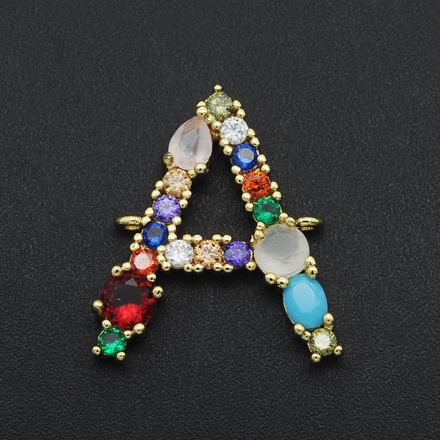 Vni i Mia 21x18mm 100% CZ cyrkon DIY biżuteria Rainbow ze złączem liter A-Z | Hurtownia biżuterii | Złącze prosto z fabryki - Wianko - 1