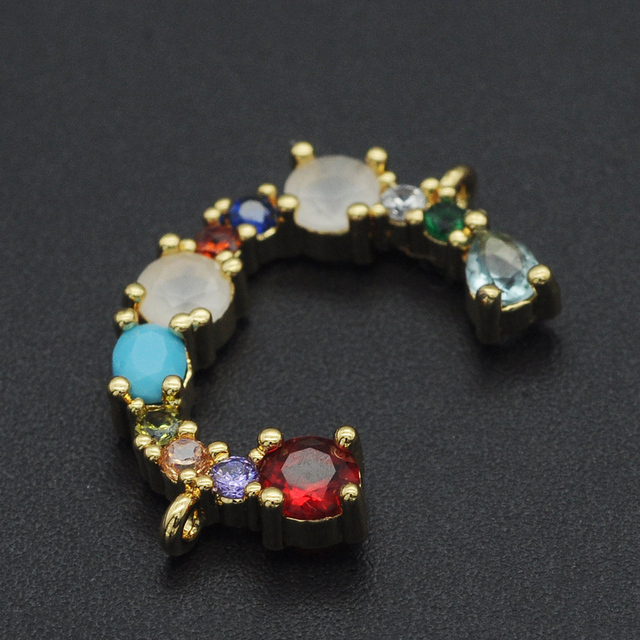 Vni i Mia 21x18mm 100% CZ cyrkon DIY biżuteria Rainbow ze złączem liter A-Z | Hurtownia biżuterii | Złącze prosto z fabryki - Wianko - 6