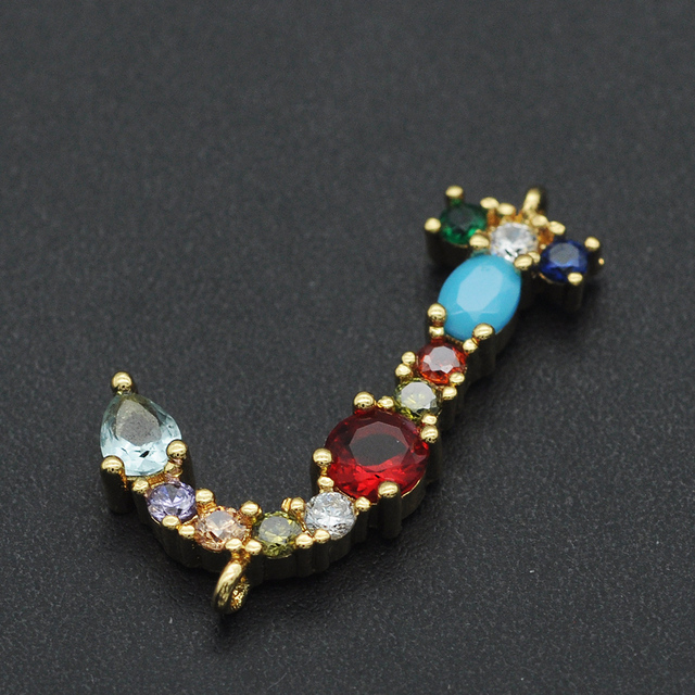 Vni i Mia 21x18mm 100% CZ cyrkon DIY biżuteria Rainbow ze złączem liter A-Z | Hurtownia biżuterii | Złącze prosto z fabryki - Wianko - 20