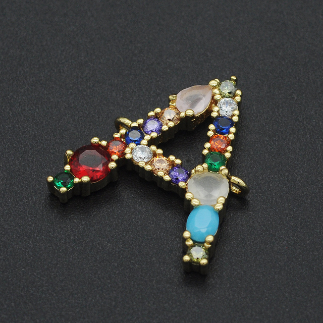 Vni i Mia 21x18mm 100% CZ cyrkon DIY biżuteria Rainbow ze złączem liter A-Z | Hurtownia biżuterii | Złącze prosto z fabryki - Wianko - 2