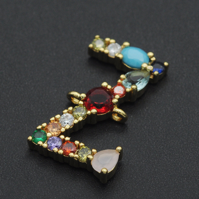 Vni i Mia 21x18mm 100% CZ cyrkon DIY biżuteria Rainbow ze złączem liter A-Z | Hurtownia biżuterii | Złącze prosto z fabryki - Wianko - 52