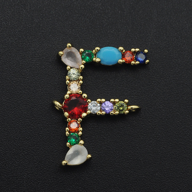 Vni i Mia 21x18mm 100% CZ cyrkon DIY biżuteria Rainbow ze złączem liter A-Z | Hurtownia biżuterii | Złącze prosto z fabryki - Wianko - 11