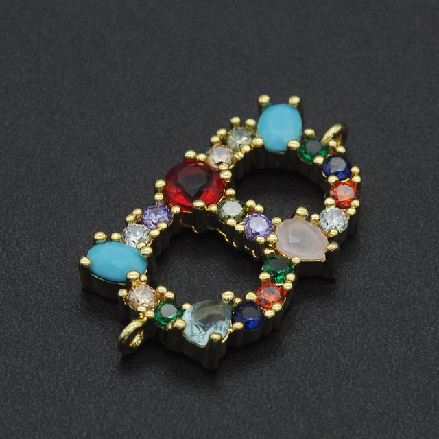 Vni i Mia 21x18mm 100% CZ cyrkon DIY biżuteria Rainbow ze złączem liter A-Z | Hurtownia biżuterii | Złącze prosto z fabryki - Wianko - 4