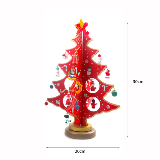 Drewniana choinka DIY z mini ozdobami świątecznymi - dekoracja bożonarodzeniowa do domu - Wianko - 5