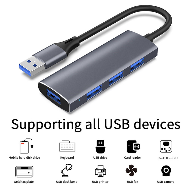 USB HUB 3.0 typ C 3.1 4 porty Multi Splitter Alloy OTG - Macbook Air M1 Pro Lenovo Xiaomi - Wianko - 2