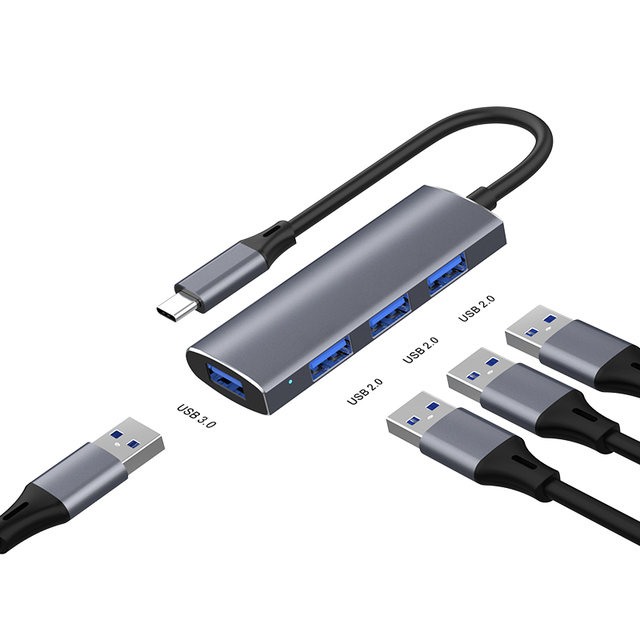 USB HUB 3.0 typ C 3.1 4 porty Multi Splitter Alloy OTG - Macbook Air M1 Pro Lenovo Xiaomi - Wianko - 3