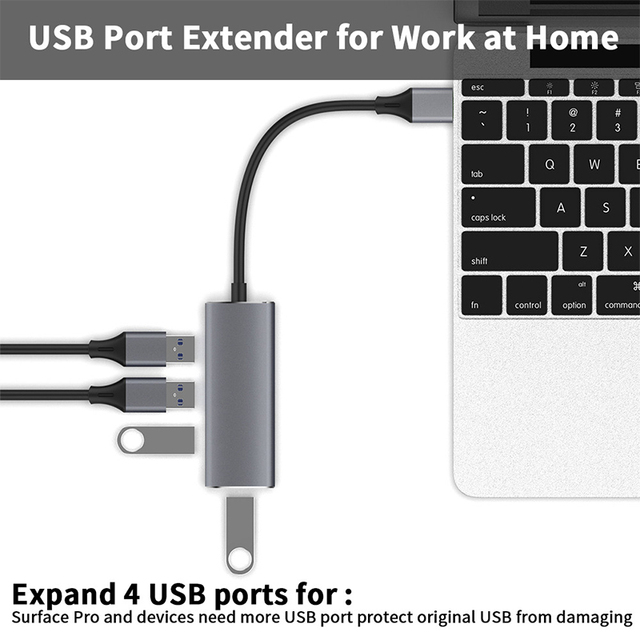 USB HUB 3.0 typ C 3.1 4 porty Multi Splitter Alloy OTG - Macbook Air M1 Pro Lenovo Xiaomi - Wianko - 5