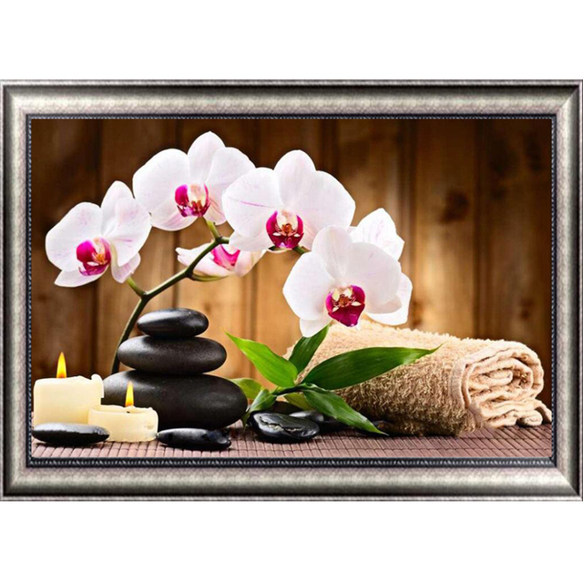 5D Pełne Kwadratowe Kryształki Diamentowe Malowanie Orchidea - Naklejka Ściany Z Kamieniami - Wystrój Domu - Wianko - 2