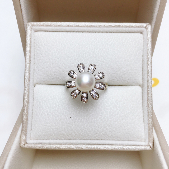 Pierścionek ZHBORUINI Daisy z perłą słodkowodną 14K, złoty, cyrkoniami, biżuteria dla kobiet - Wianko - 3