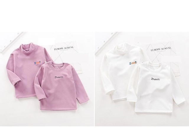 Jednokolorowa koszulka dziecięca z długim rękawem dla niemowląt chłopców i dziewczynek, wiosenna/zimowa, z golfem, bielizna - Wianko - 8