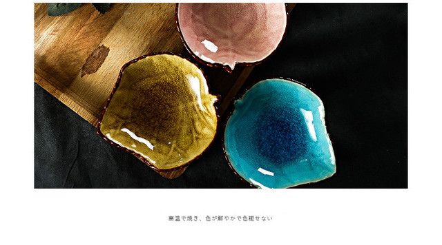 Naczynie ceramiczne podglazurowe w kształcie liścia - sosówki, przekąski, owoce, sushi, deser - Wianko - 3