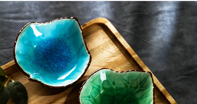 Naczynie ceramiczne podglazurowe w kształcie liścia - sosówki, przekąski, owoce, sushi, deser - Wianko - 8